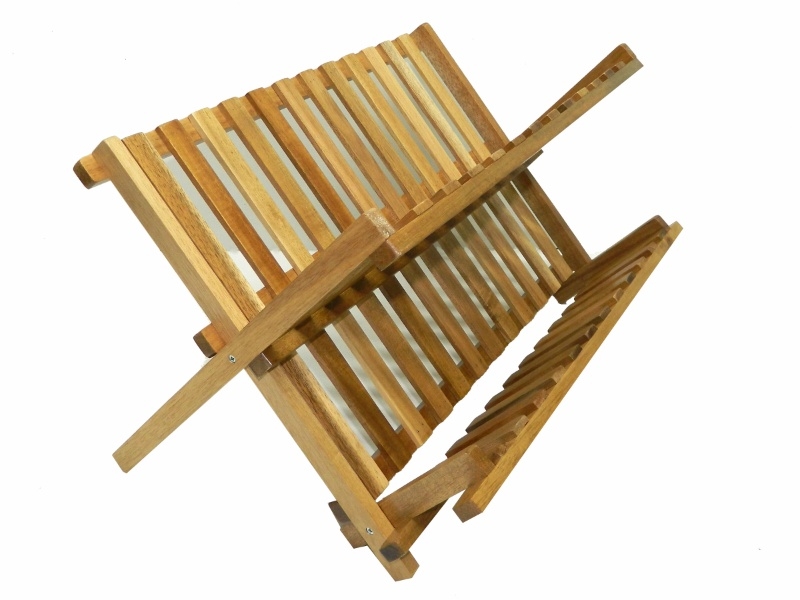 Superior Acacia Wood Foldable Dish Drying Rack - Eco-friendly Kitchen Organizer